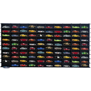 1/64 Eskitme Siyah Yatay Hobi Araba Rafı 100 Araç (Hot Wheels, Matcbox)
