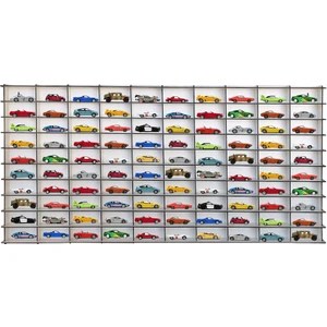 1/64 Beyaz Hobi Araba Rafı 100 Araç Yatay (Hot Wheels, Matcbox)