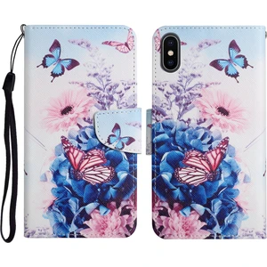 Apple Iphone X / Xs Için Boyalı Desenli Deri Kılıf Mor Kelebek (Yurt Dışından)