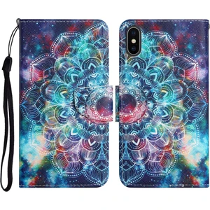 Apple Iphone X / Xs Için Boyalı Desenli Deri Kılıf Yıldızlı Mandala (Yurt Dışından)