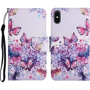 Apple Iphone X / Xs Için Boyalı Desenli Deri Kılıf Parlak Kelebek (Yurt Dışından)