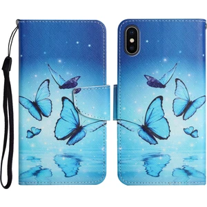 Apple Iphone X / Xs Için Boyalı Desenli Deri Kılıf Uçan Kelebek (Yurt Dışından)