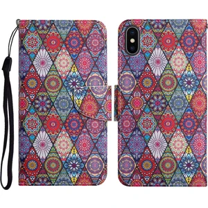 Apple Iphone X / Xs Için Boyalı Desenli Deri Kılıf Prizmatik Kaleydoskop (Yurt Dışından)