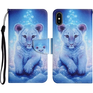 Apple Iphone X / Xs Için Boyalı Desenli Deri Kılıf Küçük Leopar (Yurt Dışından)