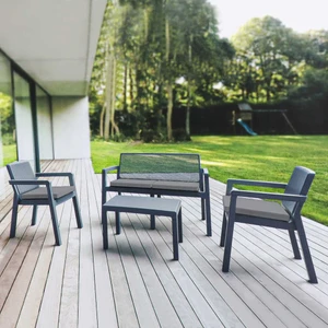 Prestij 2+1+1 Antrasit 4lü Bahçe Balkon Masa Takımı