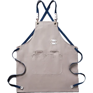 Yihang Boutique Şef Çalışma Önlüğü Erkekler Kadınlar Için Cepler ile Moda Tuval Su Geçirmez Önlük Mutfak Cafe Erkek Barbekü Catering Kadın Workwear Önlük (Yurt Dışından)