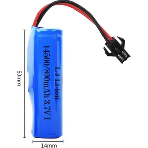 3.7V 14500  Li-Ion Siyah Soketli Oyuncak Araba Pili 14MM x 50MM Ölçülerinde