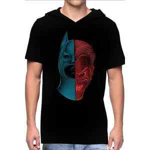 Yarım Kahraman Siyah Kapşonlu Kısa Kollu Erkek T-Shirt