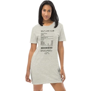 Perakende Sevgi Fişi Karmelanj Kısa Kollu Penye Kadın T-Shirt Elbise