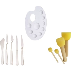 Ponpon Fırça Seti Palet ve Spatula