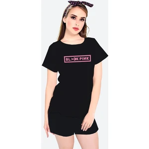 Blackpink Pac Siyah Kısa Kollu Kadın Şort Takımı