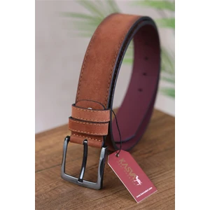 Kasva Deri 4.5 cm Taba Süet Suni Spor Kemer