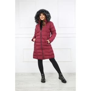 Elegant Life Kadın Bordo Şişme Uzun Mont Kaban