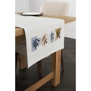 Cango Home Kahverengi Mavi Modern Soyut Yaprak Desenli Dijital Baskılı Runner 4KMBS107-RN