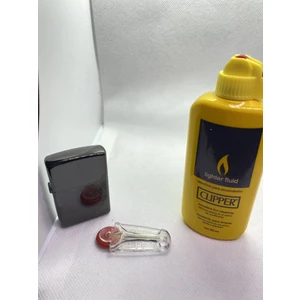 Zippo Modeli Benzinli Çakmak Aynalı Siyah  Renk + Clippers Benzin 80 ml + Zippo Çakmak Taşı X5 Zippo Full Set