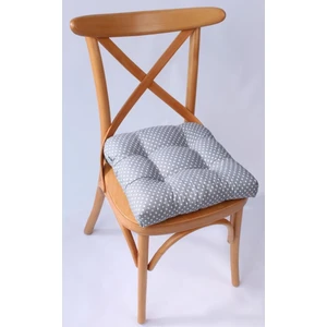 Lina Gri Puantiyeli Pofidik Sandalye Minderi Özel Dikişli Bağcıklı 40X40Cm