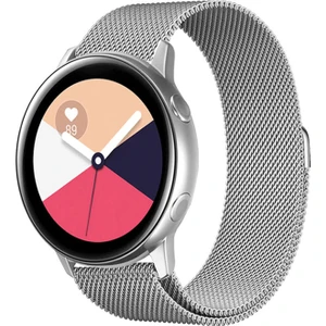 Samsung Galaxy Watch 5 ve Watch 4 Uyumlu Loop Metal Hasır Kordon 20mm (Gümüş)
