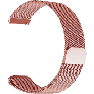 Samsung Galaxy Watch 5 ve Watch 4 Uyumlu Loop Metal Hasır Kordon 20mm (Rose Pembe)