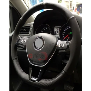 Gürler Oto Kılıf ve Aksesuar Fiat Egea Direksiyon Kılıfı Karbon-Alkantra Gri Yüzüklü Gri Ipli