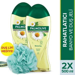 Body & Mind Papatya Özü Rahatlatıcı Banyo ve Duş Jeli 500 ml x 2 Adet + Duş Lifi
