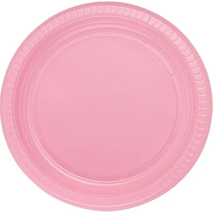 Süsle Bebek ve Parti Pembe Plastik Tabak - 22,00 cm - 25 Adet