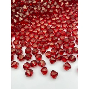 Hedef Bijuteri 14MM Bordo Renk Piramit Model Akrilik Boncuk,takı , Çanta Yapım Boncuğu (100GR,~110 Adet)