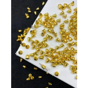 Hedef Bijuteri 100 Adet Sarı Kaplama Gold Altınsarısı Renk Pirinç Küpe Stoperi, Varil Model Küpe Arkası , Kapama