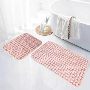 Leila Kalp Embos 2'li Banyo Paspası Pembe