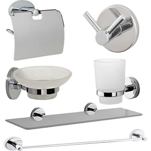 Etejer, Bornoz Askısı, Uzun Havluluk, Diş Fırçalık, Sabunluk, Kapaklı Wc Kağıtlık 6 Lı Set