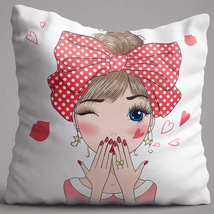 Cango Home Beyaz Kırmızı Kız Çocuk Figürlü Dijital Baskılı Çocuk Çift Taraflı Kırlent Kılıfı - OTYK518-CT