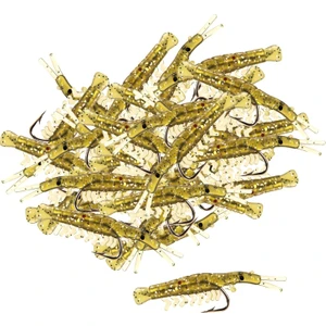 50 Adet Deniz Balıkçılık Silikon Simülasyon Karides Lures Bait Karides Lures Tan