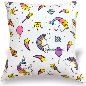 Bebek Özel Bebek - Çocuk Odası Unicorn Baskılı Kırlent Kılıfı (Çift Taraflı)