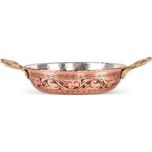 Kırmızı Eskitme El Işlemesi Bakır Sahan 19 cm