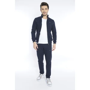 Erkek Spor Dik Yaka, Nefes Alabilen Pıtırcık Kumaş Slimfit Lacivert Eşofman Takımı - CC-6748 - 6748
