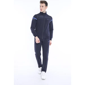 Erkek Spor, 4 Cepli, Dik Yaka, 4 Mevsim, Süper 2 İplik Lacivert İndigo Eşofman Takımı - 5876