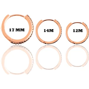 Söğütlü Silver Gümüş Rose Siyah Taşlı Üç Boydan Oluşan Kombin Halka Küpeler