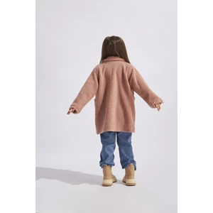 Hoquspoqus Kız Çocuk Kürk Ceket Kaban Pembe