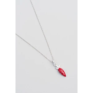 So CHIC Kırmızı Havuç 18 Ayar Beyaz Altın Kaplama Gümüş 33 cm Çocuk Kolye