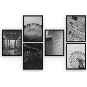 Hero Tasarım Black And White 6 Parça Mdf TABLOGMZ366