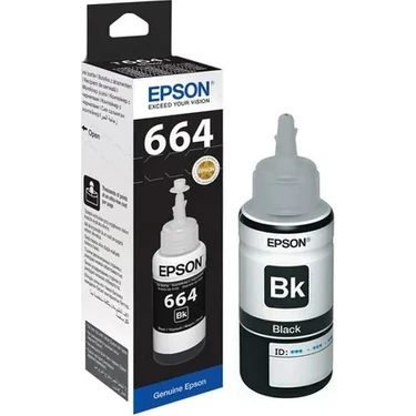 Epson 664 Siyah Mürekkep Kutulu ve