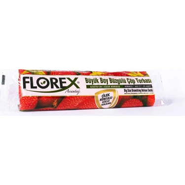 Florex Çilek Kokulu Büyük Boy Büzgülü Çöp Poşeti 65 x 70