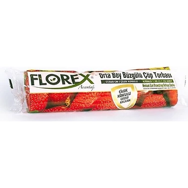 Florex Çilek Kokulu Orta Boy Büzgülü Çöp Poşeti 55 x 60