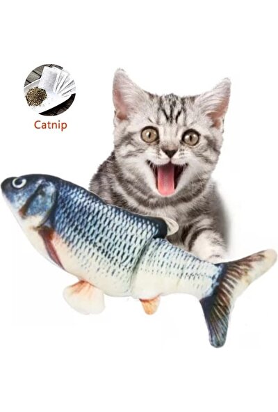 Tineke Peluş Kedi Oyuncağı Balık Kedi Nanesi Otlu Çıngıraklı 1 Adet Blue