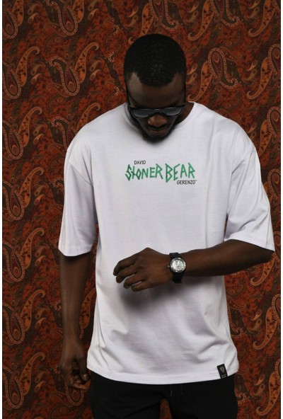 David&Gerenzo Lila Stoner Bear Baskılı Oversize T-Shirt