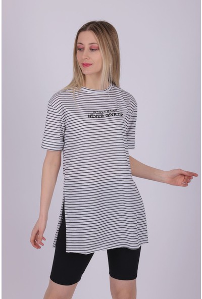 Giysa Kadın O Yaka Süprem Beyaz Baskılı Tshirt