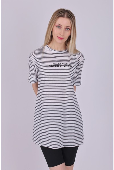 Giysa Kadın O Yaka Süprem Beyaz Baskılı Tshirt