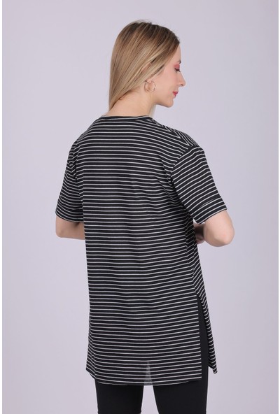 Giysa Kadın O Yaka Süprem Siyah Baskılı Tshirt