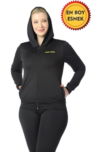 Sweet Sauna Yeni Moda Kapşonlu Üst Tayt Takım Unisex Sweet Sauna Termal Siyah