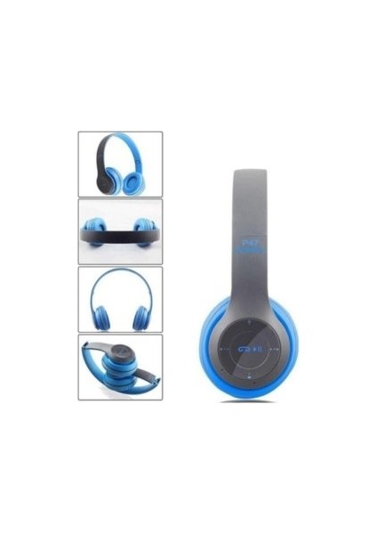 P47 Bluetooth 5.0+Edr Katlanabilir Kablosuz Kulaküstü Bt Kulaklık