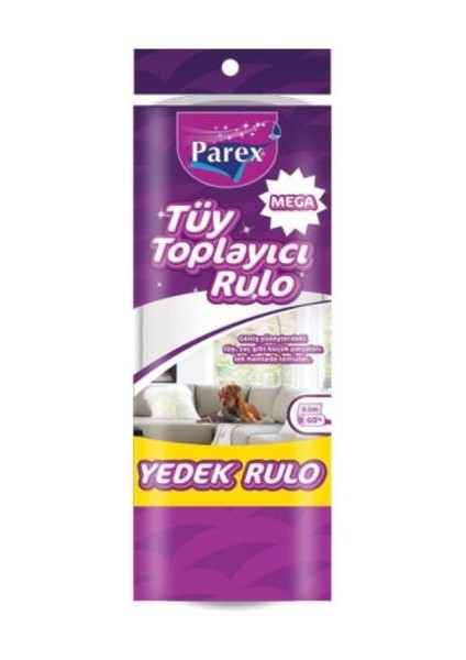 Mega Tüy Toplayıcı Kedi Köpek Rulo 60 Yaprak 8,5 M Yedek Rulo